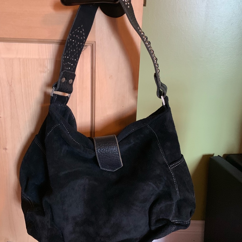 Tylie Malibu Black Suede Shoulder bag